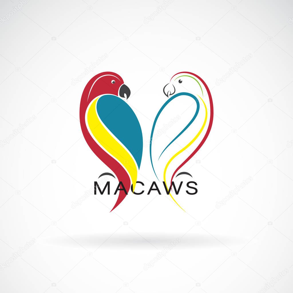 Vector of a parrot design on white background., Bird Icon., Macaws., Wild Animals. Easy editable layered vector illustration.