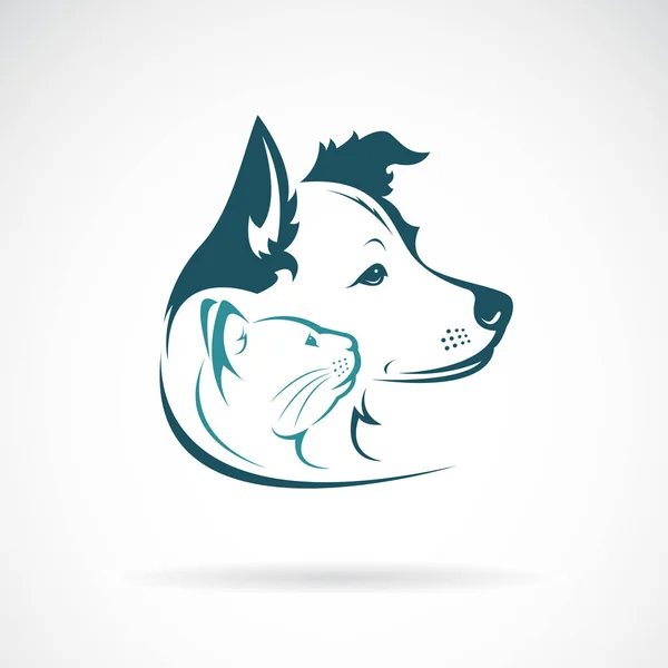 Vector de diseño de cabeza de perro y gato sobre fondo blanco. Mascota. Un — Archivo Imágenes Vectoriales
