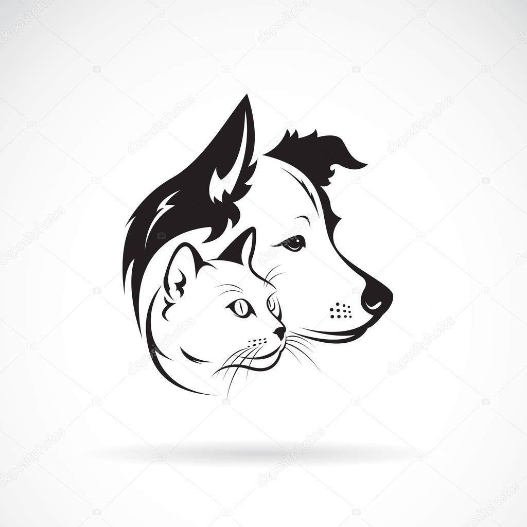 Vector of dog and cat head design on a white background. Pet. Animal. Easy editable layered vector illustration.