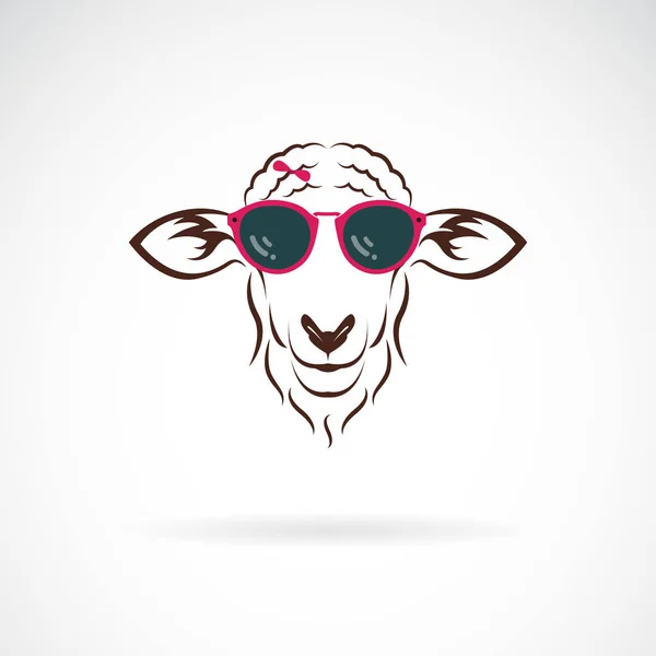 Vector Sheep Wearing Sunglasses White Background Animal Fashion Easy Editable — Stock Vector