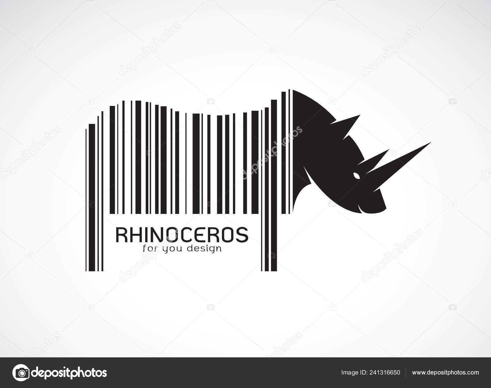 Vector Rhinoceros Body Barcode Wild Animals Rhino Design Easy Editable Stock Vector C Yod67