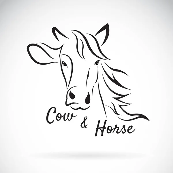 Vettore Testa Mucca Disegno Testa Cavallo Uno Sfondo Bianco Fattoria — Vettoriale Stock