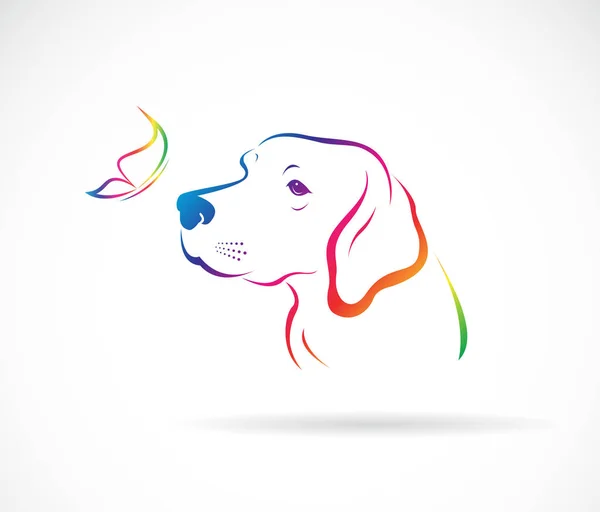 Vector Perros Labrador Mariposas Sobre Fondo Blanco Mascota Animal Fácil — Archivo Imágenes Vectoriales