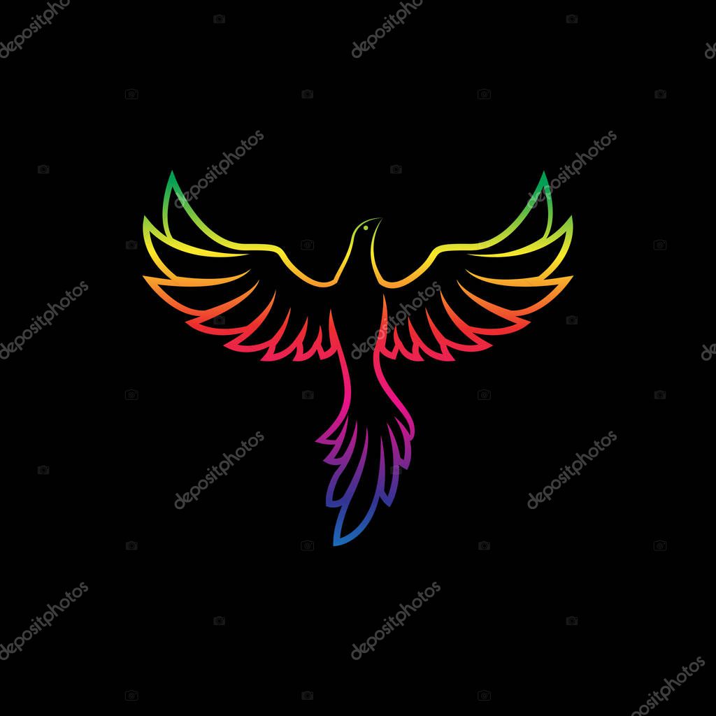 Vector of colorful birds design on a black background,. Wild Animals. Birds logo or icon. Easy editable layered vector illustration.
