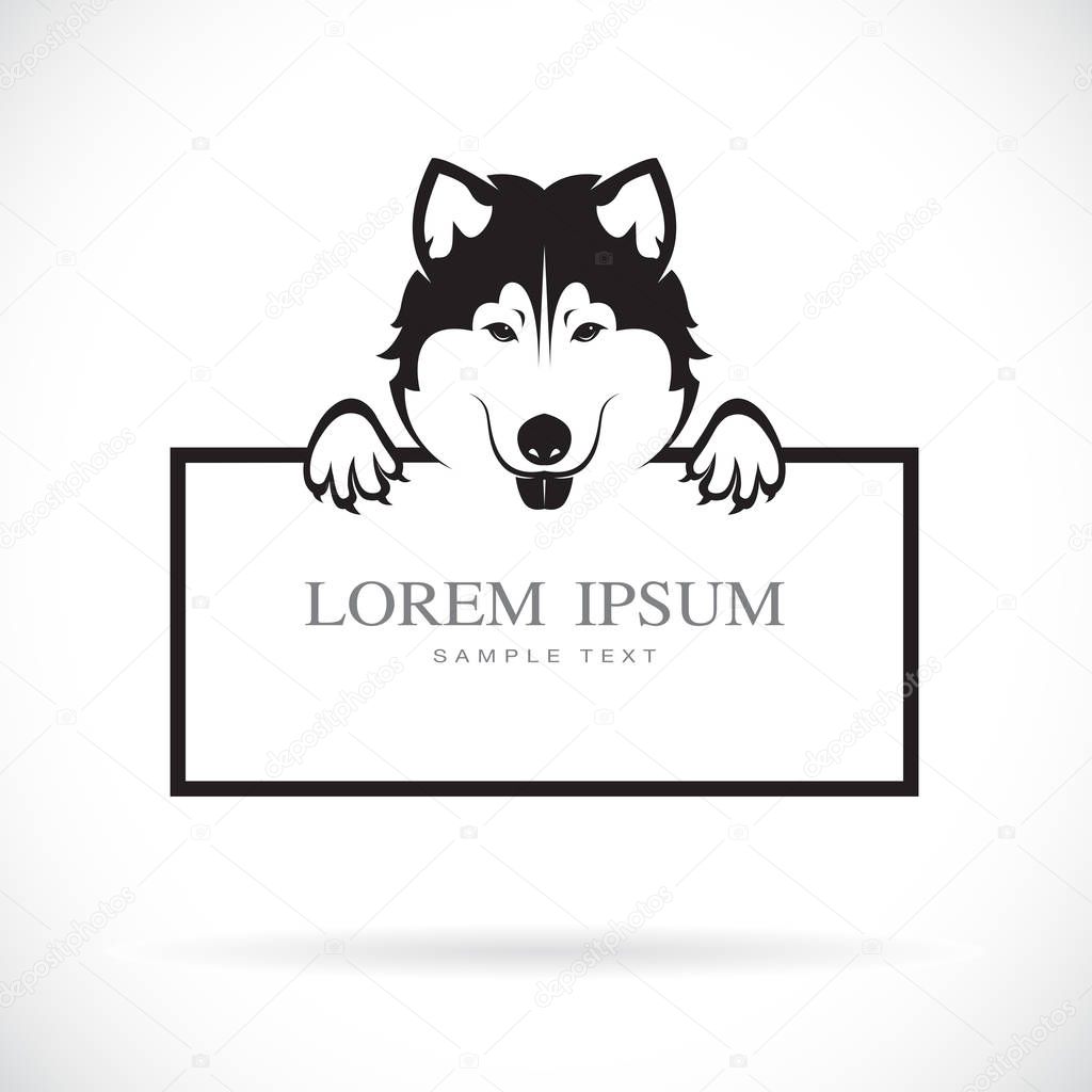 Vector of black dog head(Siberian husky) with frame space for yo