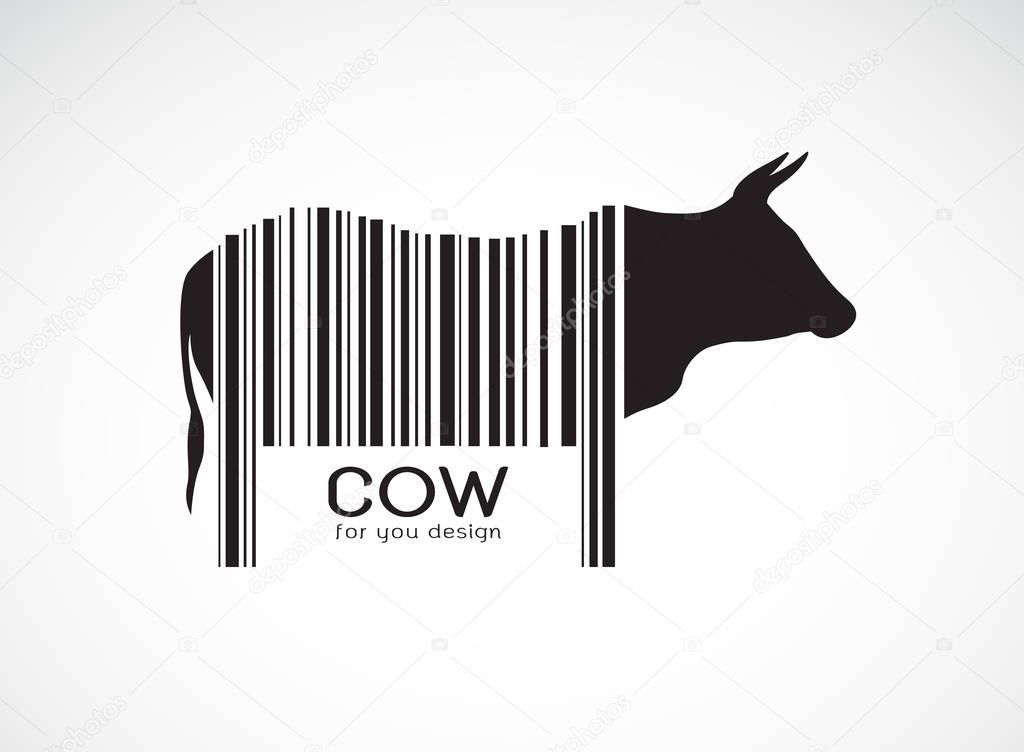 Vector of cow on the body is a barcode. Farm Animals. Cow design. Easy editable layered vector illustration.
