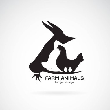 Hayvan çiftliği etiketi., inek, domuz, tavuk, yumurta vektör grubu. Logo.