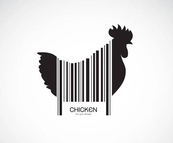 El vector de pollo en el cuerpo es un código de barras. Animales de granja . — Vector de stock