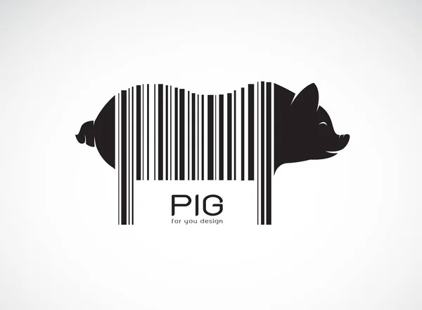 Vector of pig on the body is a barcode. Farm Animals. Pig design — Stock Vector