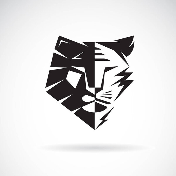 Vector of half face lion and half face tiger on white background