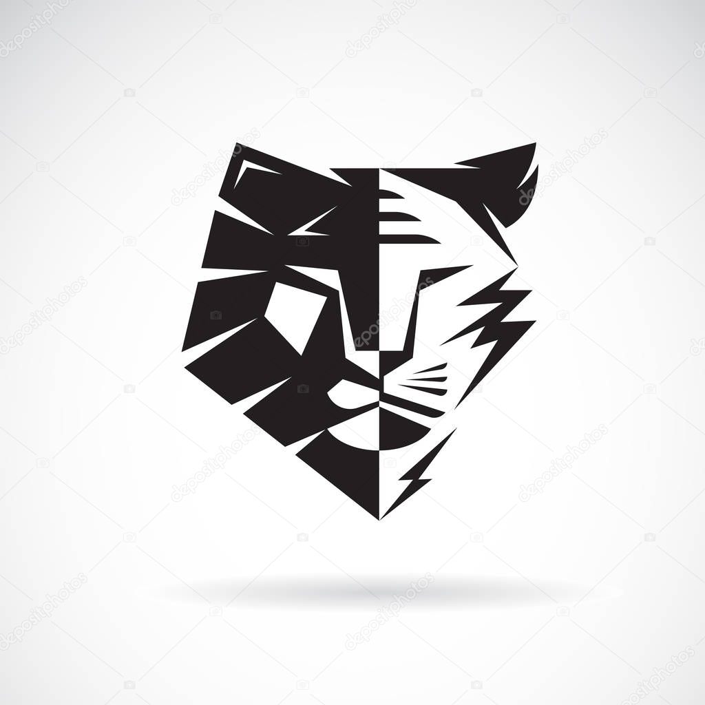 Vector of half face lion and half face tiger on white background. Wild Animals. Easy editable layered vector illustration.