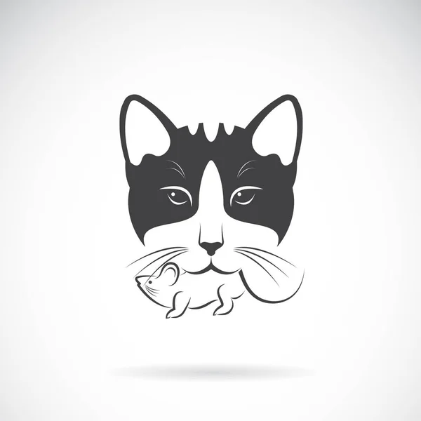 Vector de gato atrapa una rata en la boca sobre un fondo blanco , — Vector de stock