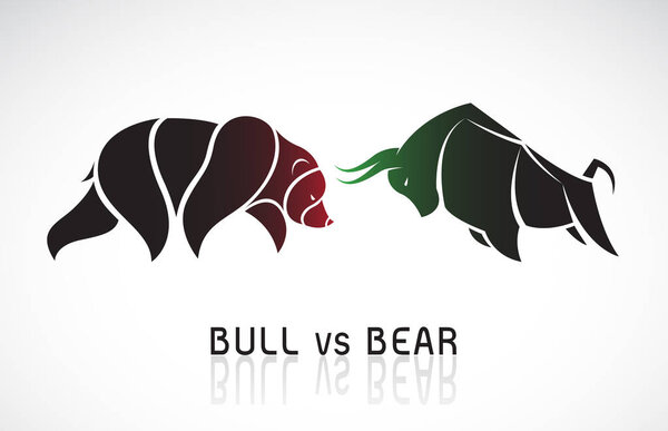 Vector of bull and bear symbols of stock market trends.