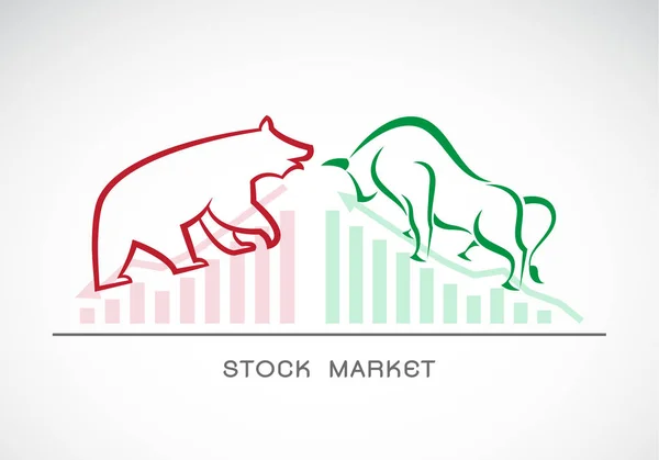 Vector de toro y oso símbolos de las tendencias bursátiles . — Vector de stock