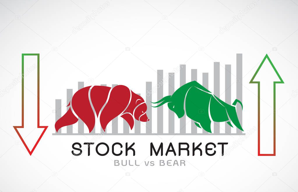 Vector of bull and bear symbols of stock market trends.