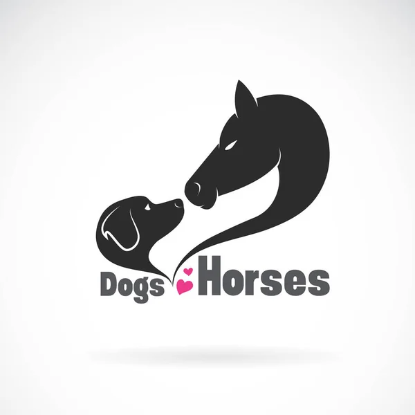 Vector of dog(Labrador) and horse head on white background. Pet. — Stock Vector