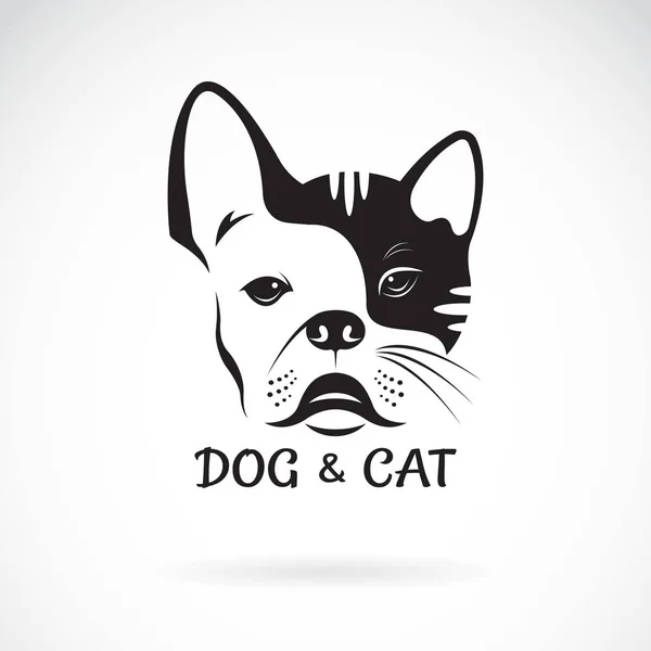 Vector de cara de perro y diseño de cara de gato. Bulldog. — Vector de stock