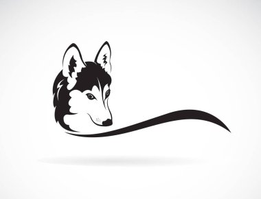 Beyaz arka plan üzerinde Sibirya husky köpek kafası tasarımı Vektör. Pe
