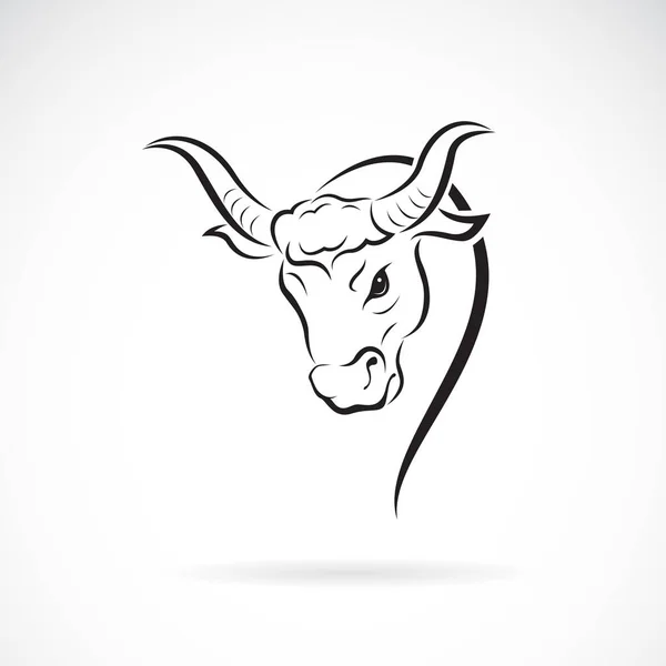 Vettore di un disegno di testa di toro su sfondo bianco. Animali selvatici . — Vettoriale Stock