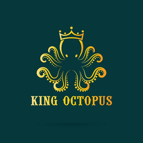 Vector of an octopus wear a crown on dark blue background. — ストックベクタ