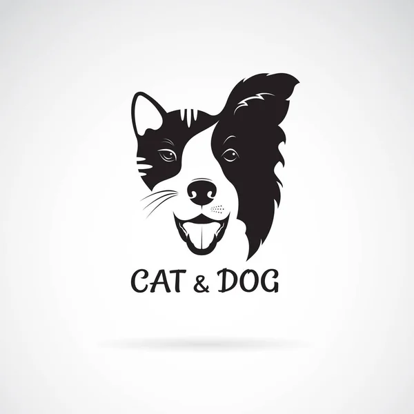 Vetor de cara de cão (Collie de Fronteira) e cara de gato em um contexto branco. Animais de estimação . —  Vetores de Stock