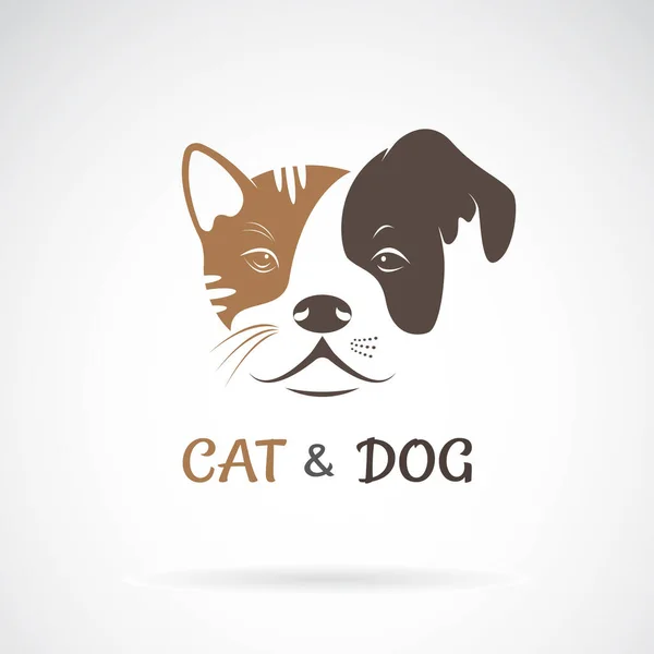 Διάνυσμα Προσώπου Γάτας Και Σκύλου Λευκό Φόντο Κατοικίδια Ζώο Εύκολη — Διανυσματικό Αρχείο