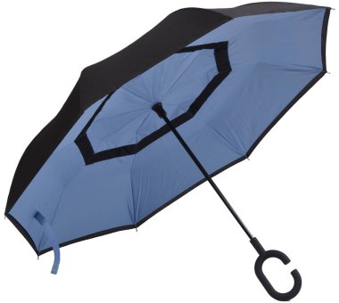 izole beyaz zemin üzerine siyah bir şemsiye açmak