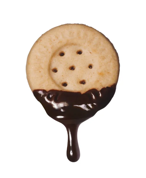 Biscoito Baunilha Imersão Creme Chocolate — Fotografia de Stock