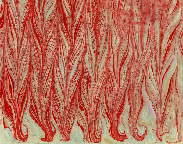 Texture ebru impression sur papier queues rouges — Photo