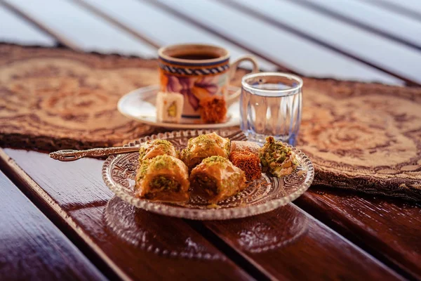 Café turc, baklava et délice — Photo