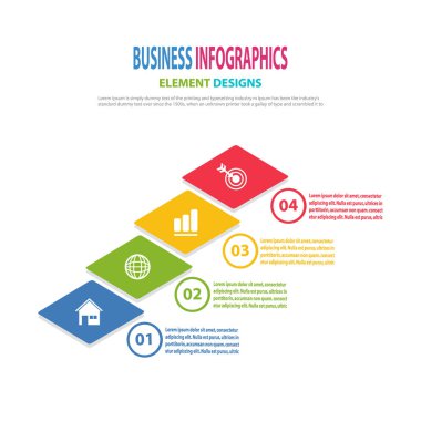Sunum, Satış tahmini, Web tasarımı, Geliştirme, Adım Adım için ok adımları ile Infographics iş şablonu