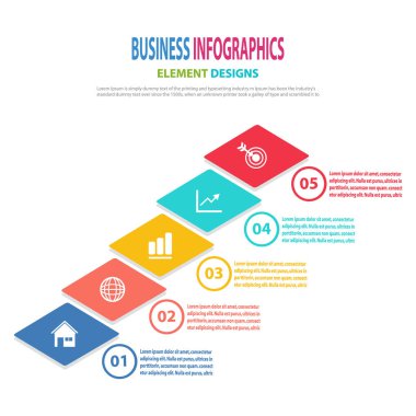 Sunum, Satış tahmini, Web tasarımı, Geliştirme, Adım Adım için ok adımları ile Infographics iş şablonu