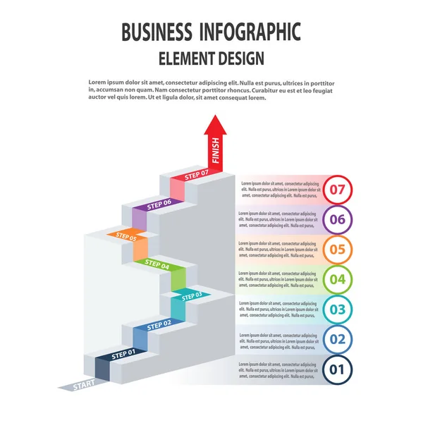 Business Infografik Vorlage Treppen Mit Pfeil Und Personen Schritte Für — Stockvektor