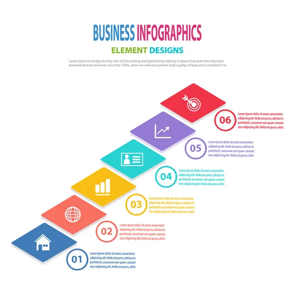 Sunum, Satış tahmini, Web tasarımı, Geliştirme, Adım Adım için ok adımları ile Infographics iş şablonu