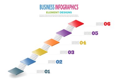 Infographics iş şablonu Sunum için 3d merdiven, Satış tahmini, Web tasarımı, Geliştirme, Adım Adım, Büyüme. Vektör,Ep10.