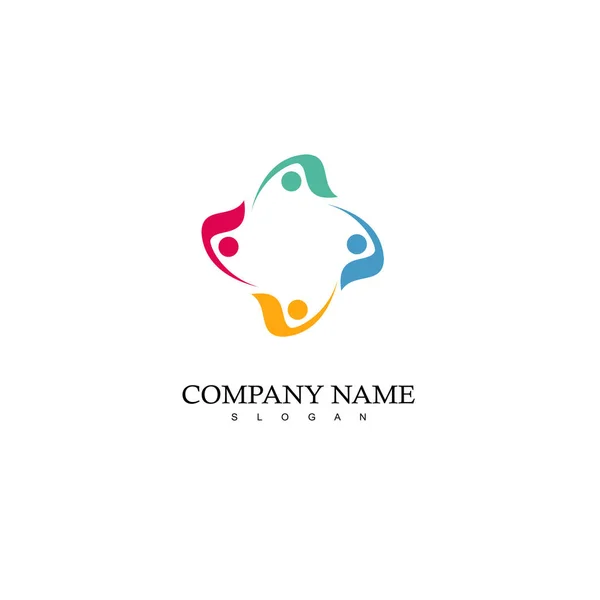 People Logo Teamwork Social Icon Design — Stock Vector