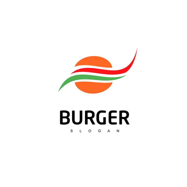 Burger Logo Fast Food Simgesi Tasarım — Stok Vektör