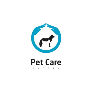 Köpek bakım logosu tasarımı. evcil hayvan logo şablonu