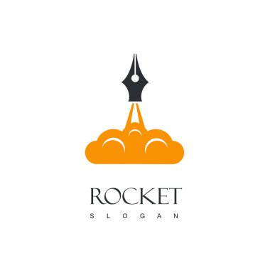 Yaratıcı roket fırlatma, izole kalem, roket illüstrasyon