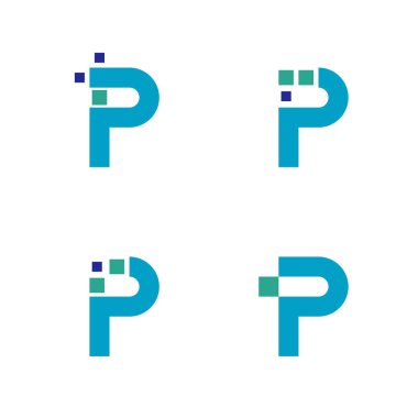 P Harfi logo tasarım şablon elementleri