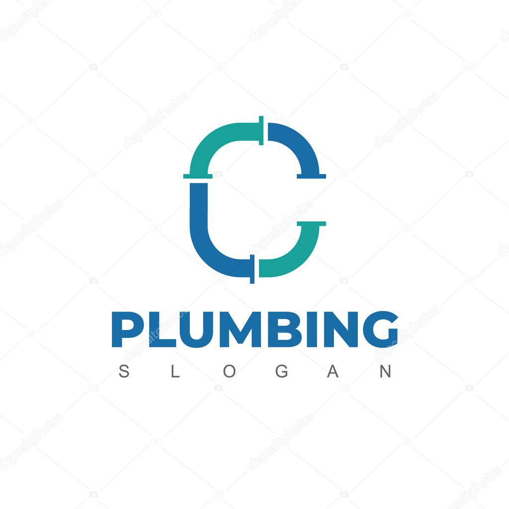 Letter C, Pipe Logo Design For Plumbing Company