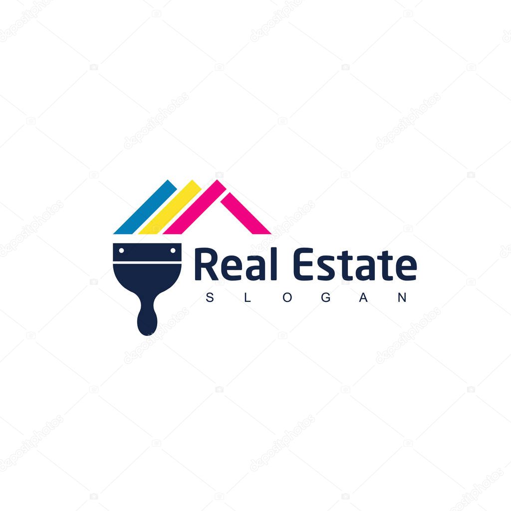 House Painting, Real Estate Logo Design Template