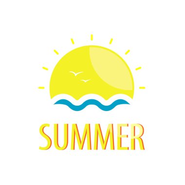 Yaz logosunu su ve güneş sembolüyle çember içine al
