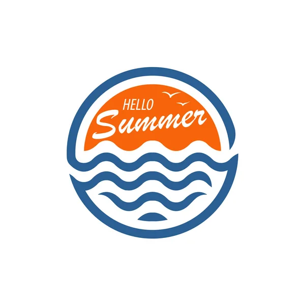 Circle Summer Logo Water Sun Symbol — Stock Vector