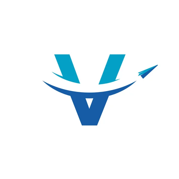 Carta Logotipo Viagem Com Papel Airplane Symbol — Vetor de Stock