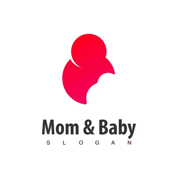 Maman Bébé Logo Avec Maman Étreignant Bébé — Image vectorielle