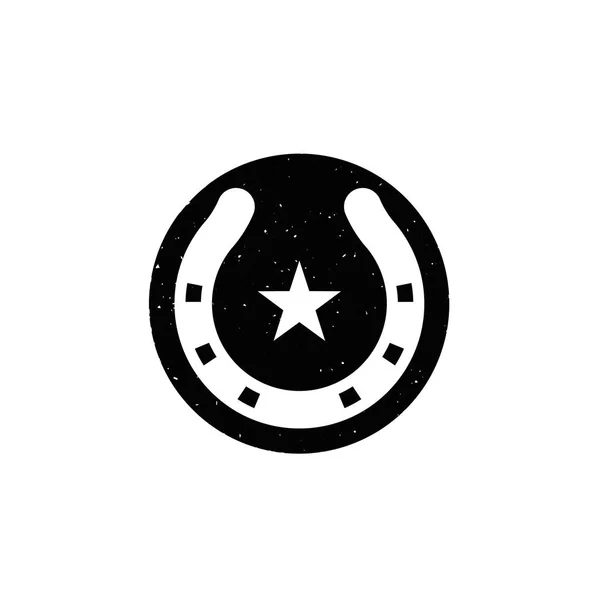 Grunge Ferradura Rodeo Logo — Vetor de Stock