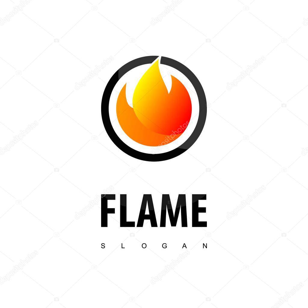 Circle Flame Logo Design Template