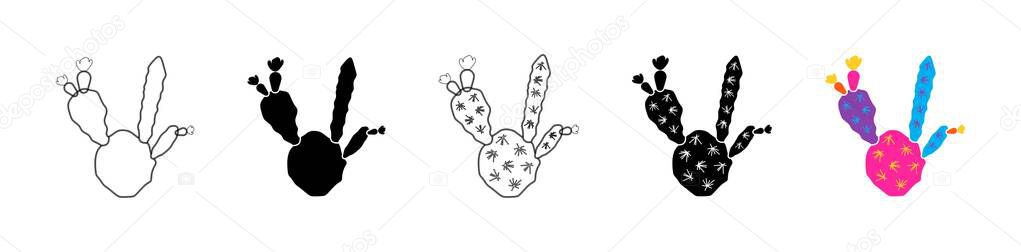 Vector illustration of cacti isolated on a white background. Icons, silhouettes of cacti. Mexican desert cactus, tropical plants, summer garden. Abstract creative decorative cactus, succulent, aloe — Stock Illustration Vector Illustration Cacti Isolated White Background Icons Silhouettes Cacti Mexican Royalty Free Stock Vectors