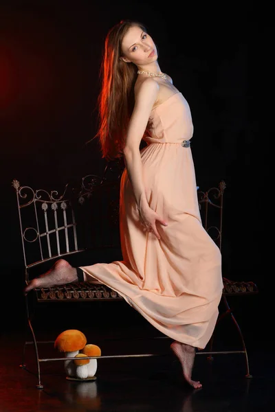 Stylish Portrait Young Ballerina Beauty Woman Posing Black Studio Background — Stock Photo, Image